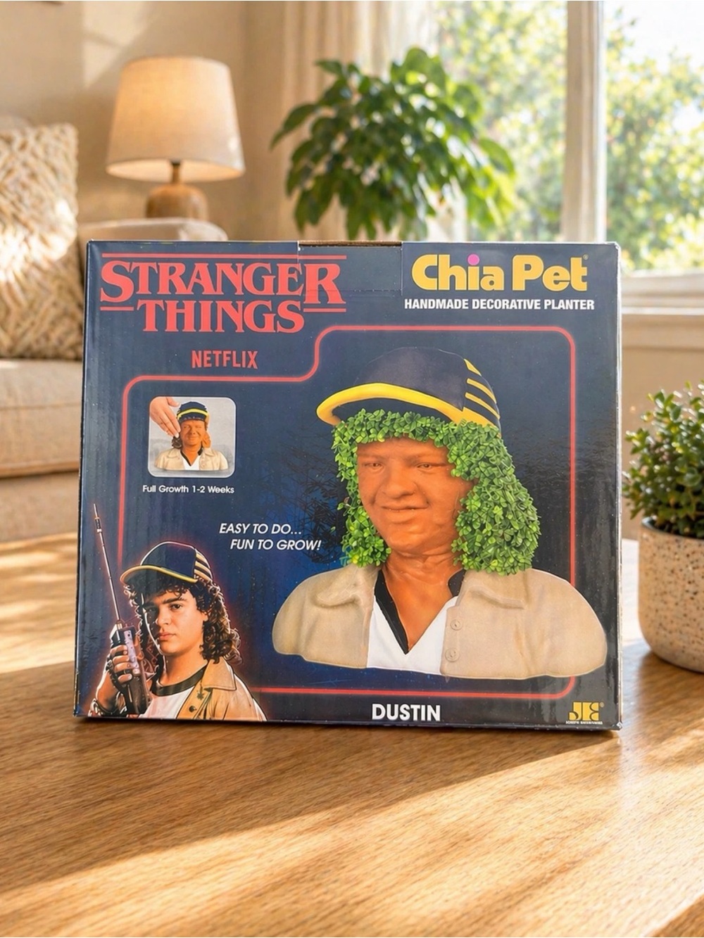 Netflix Stranger Things Chia Pet Dustin - Green Hair, Yellow Hat, Brown Bust